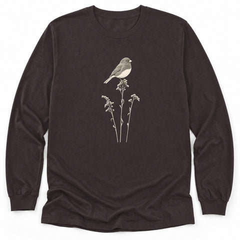 Junco on Winter Stems Long Sleeve Shirt