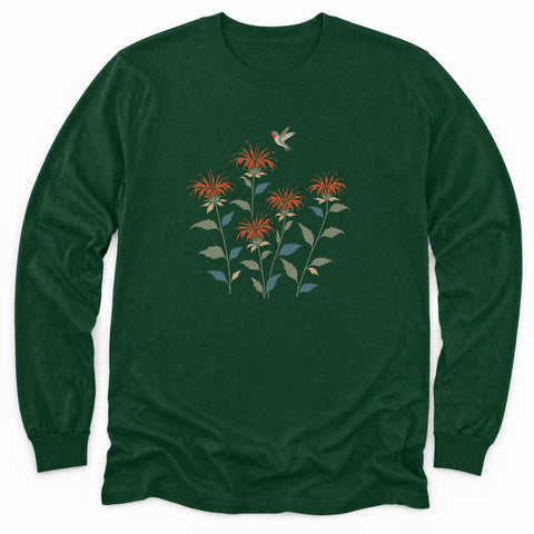 Hummingbird in Bee Balm Long Sleeve Shirt