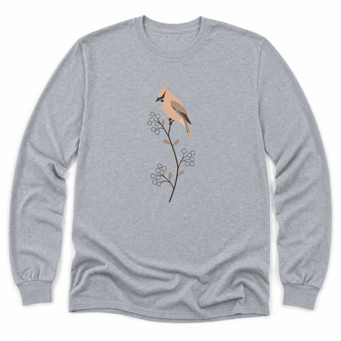 Waxwing and Serviceberries Long Sleeve Shirt