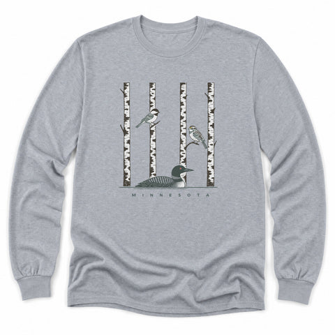 Minnesota Birch And Loon Long Sleeve Shirt