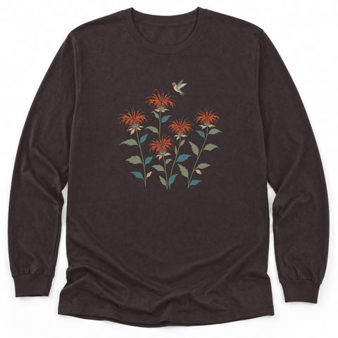 Hummingbird in Bee Balm Long Sleeve Shirt
