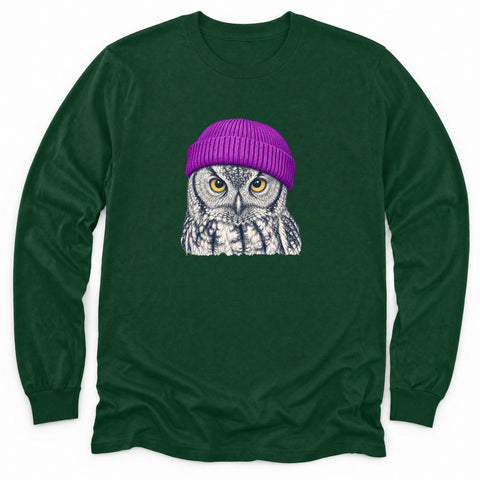 Owl Beanie Long Sleeve Shirt