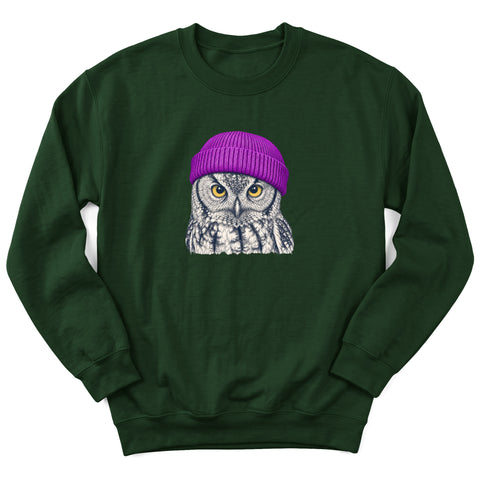 Owl Beanie Crewneck Sweatshirt