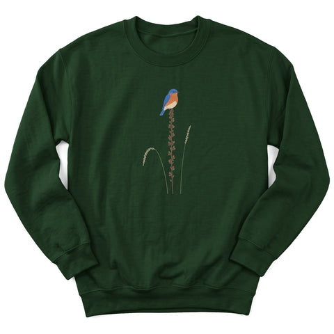 Bluebird on Dried Mullein Crewneck Sweatshirt