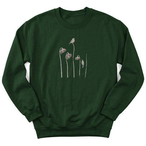 House Finch on Spent Sunflowers Crewneck Sweatshirt