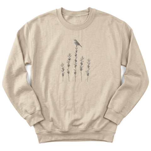 Yellow-rumped Warbler on Bayberry Crewneck Sweatshirt