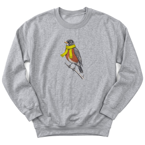 Robin in a Scarf Crewneck Sweatshirt